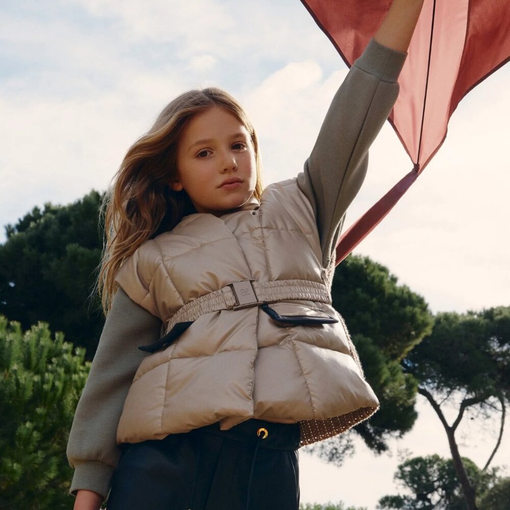 NWT Abel and Lula Girl’s Beige Puffer Vest with Belt-size 14